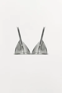 100% LEATHER METALLIC BRA