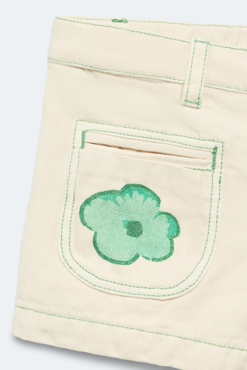 2-14 YEARS/ LIMITED EDITION FLORAL TOPSTITCHED SHORTS