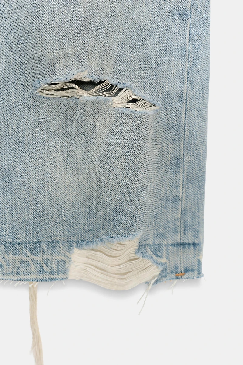 TRF RIPPED DENIM SKIRT