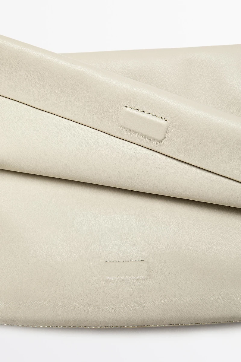 Nappa leather crossbody bag with topstitching
