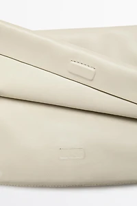Nappa leather crossbody bag with topstitching