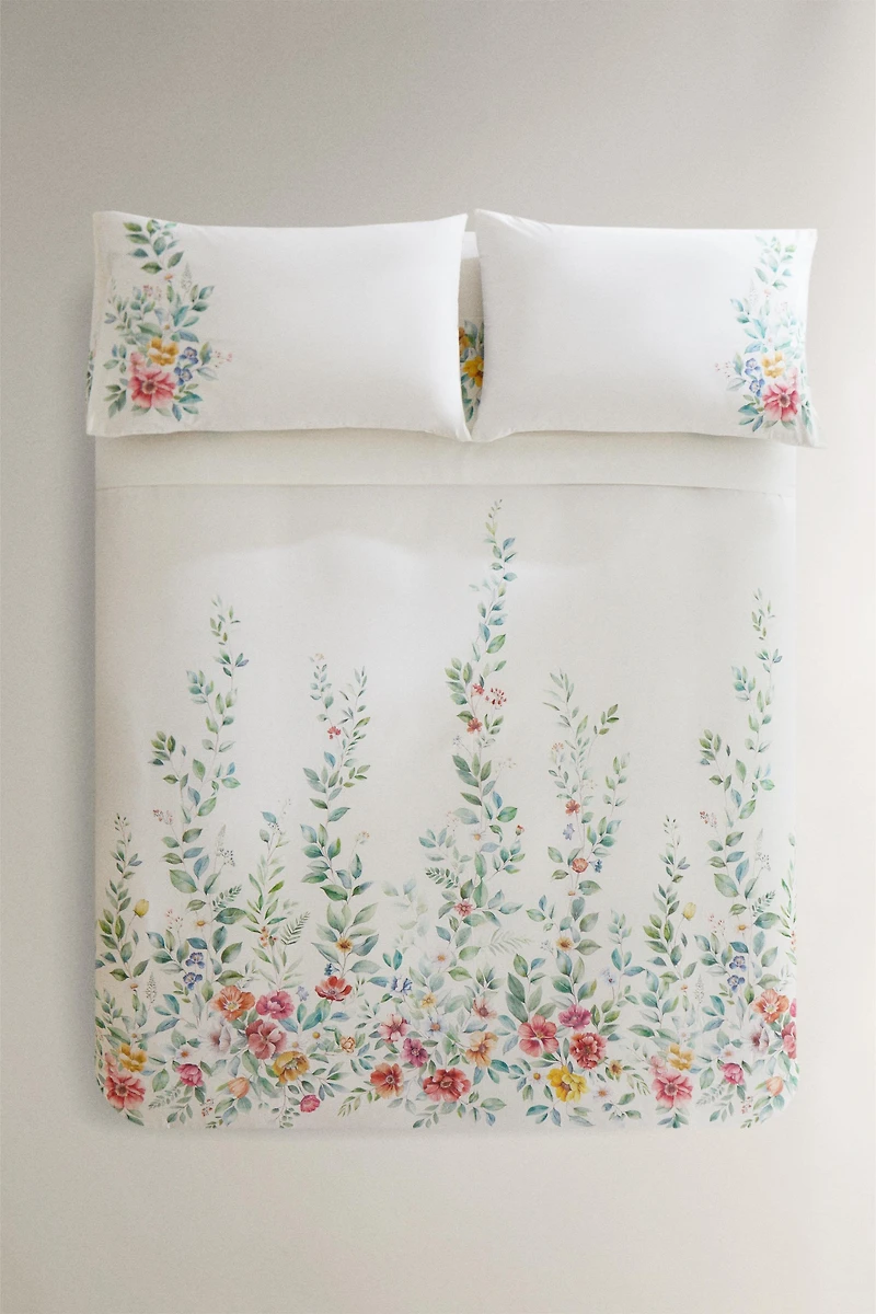 FLORAL PRINT COTTON DUVET COVER
