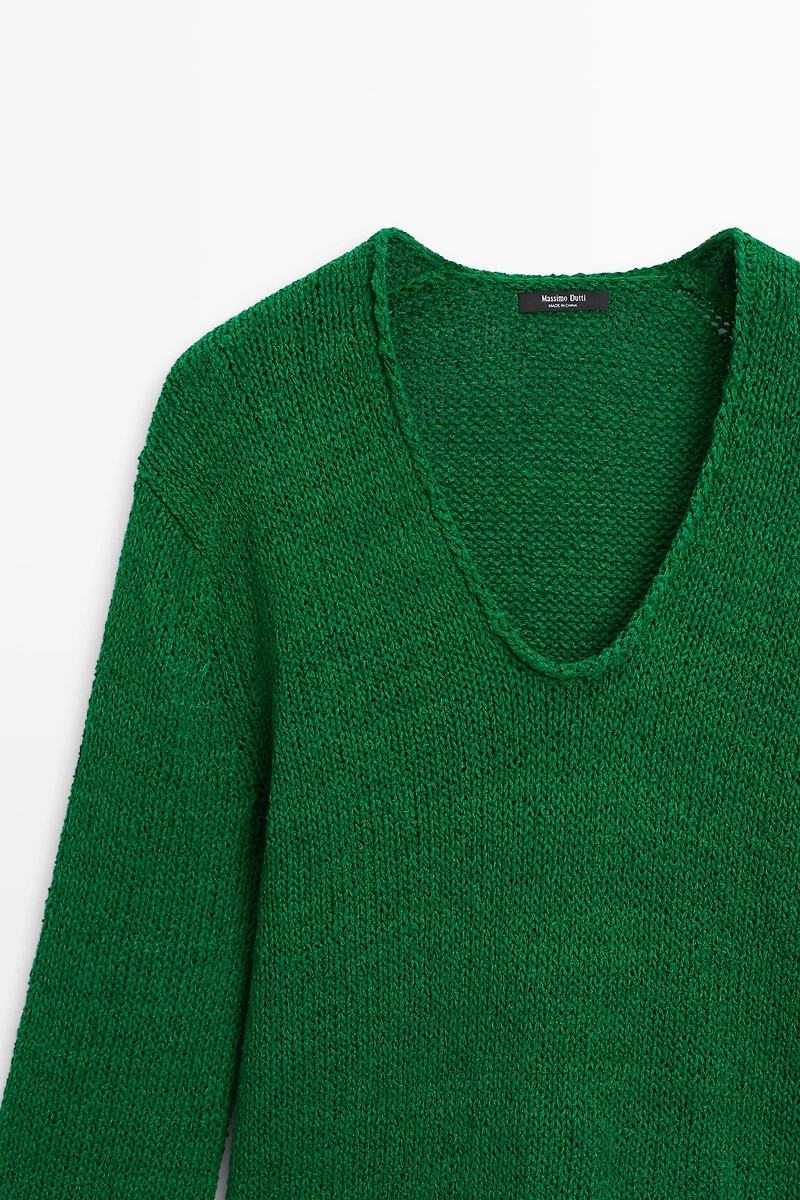 Cotton-blend knit sweater