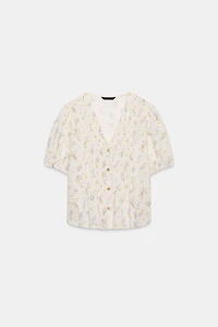FLORAL PRINT PINTUCK BLOUSE