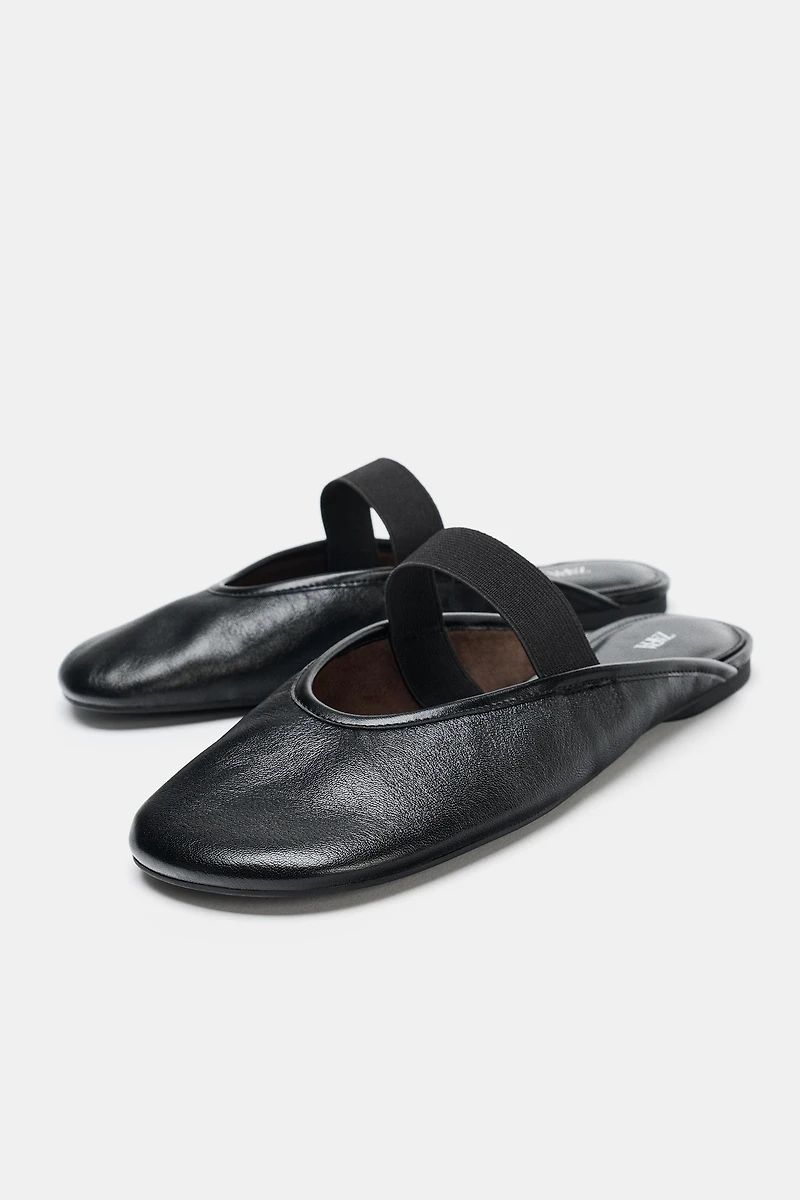 LEATHER SLINGBACK BALLET FLATS