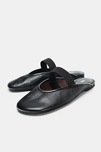 LEATHER SLINGBACK BALLET FLATS