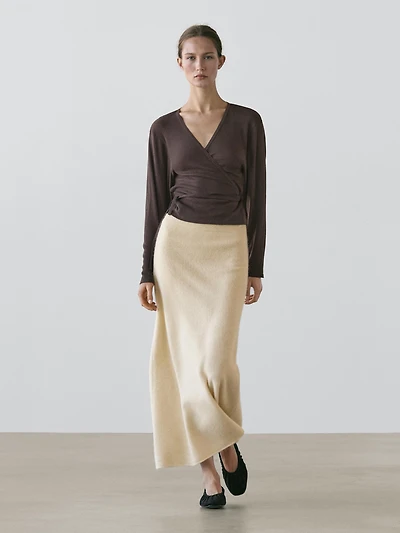 Knit alpaca and wool midi skirt