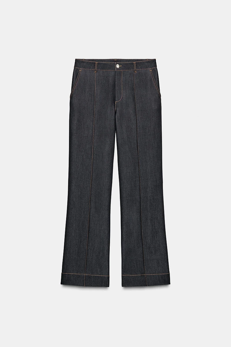PANTS WITH SEAM AND CONTRASTING TOPSTITCHING