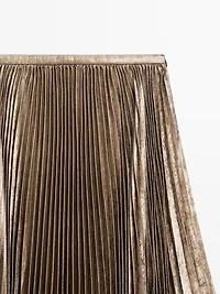 Pleated metallic-effect midi skirt