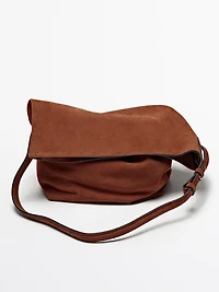 Sac seau en croûte de cuir
