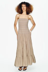 ROBE MI-LONGUE NID D'ABEILLE BRODÉE