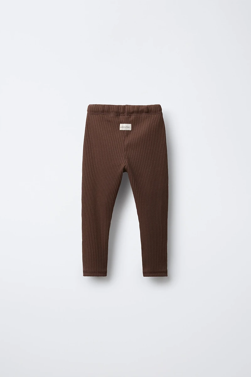 RIBBED LEGGINGS WITH LABEL
