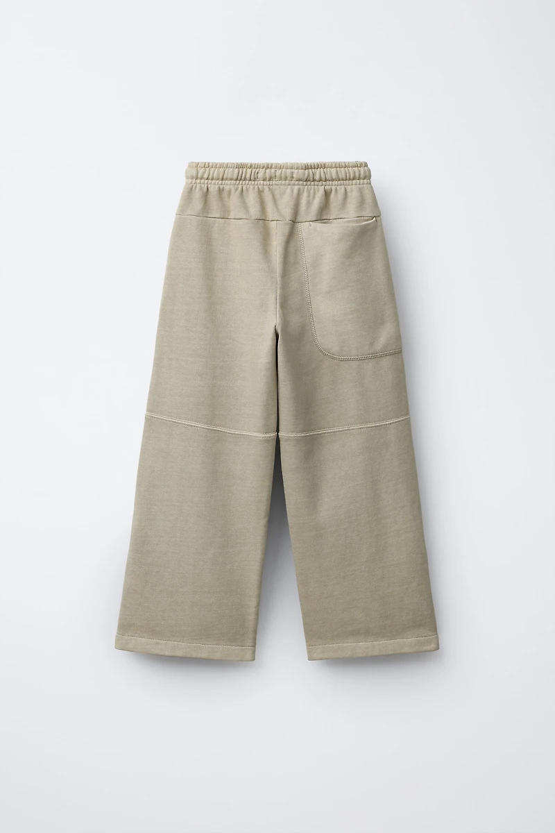 GARMENT DYE WIDE LEG FLEECE PANTS