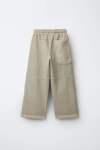 GARMENT DYE WIDE LEG FLEECE PANTS