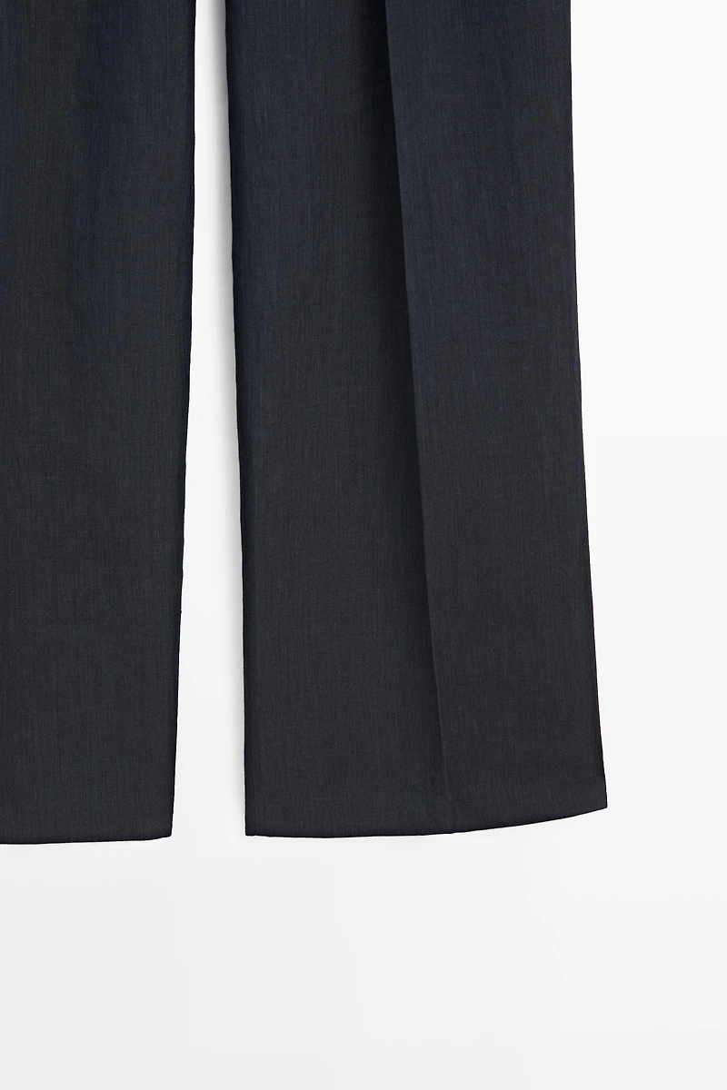 Melange linen suit pants