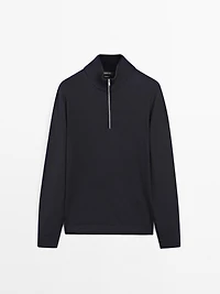 Quarter-zip knit sweater