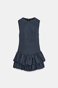 PLAID RUFFLE SHORT DRESS