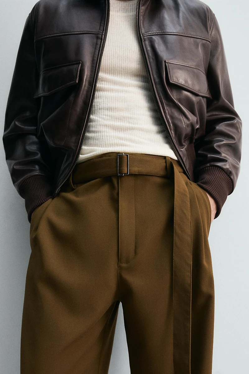 BELTED RELAXED FIT PANTS