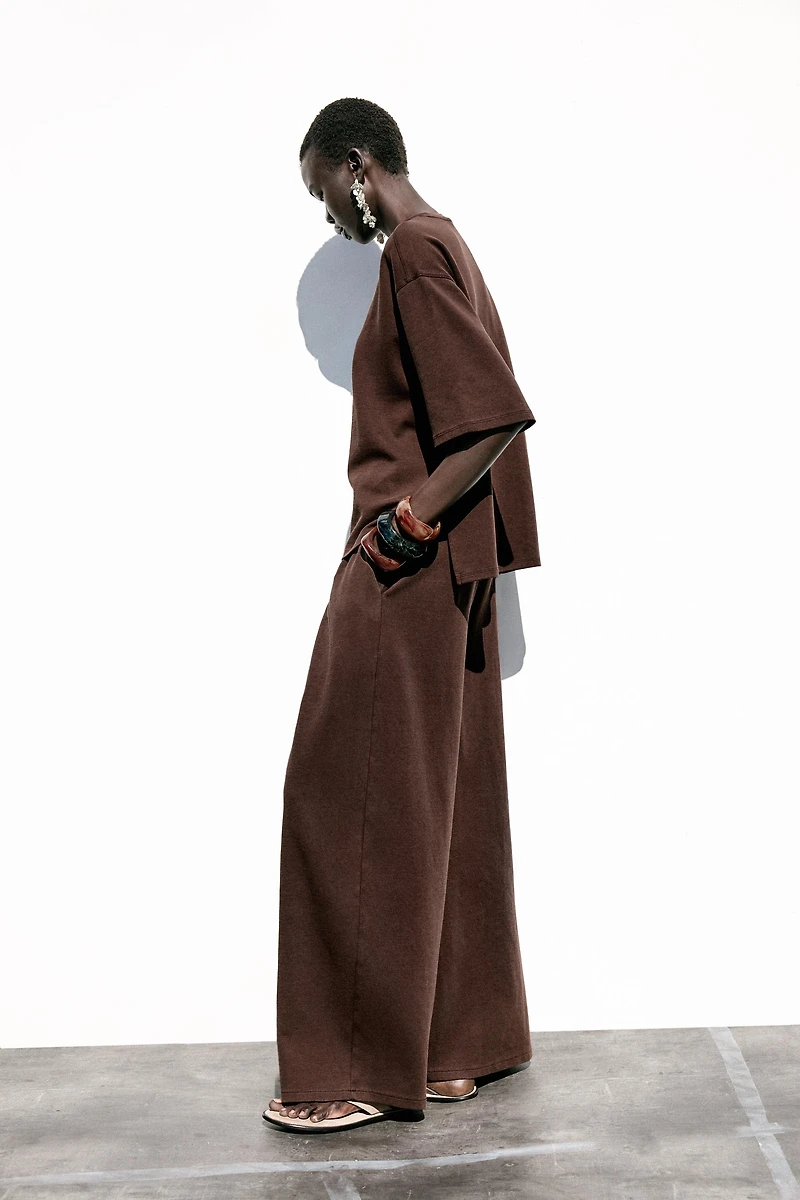 WASHED EFFECT INTERLOCK PANTS