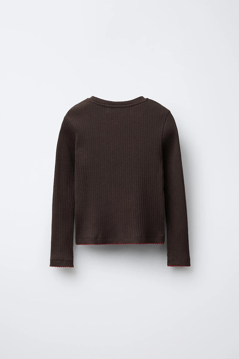 T-SHIRT CÔTELÉ BRODÉ