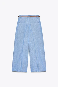 PANTALON CULOTTE CEINTURE AVEC LIN