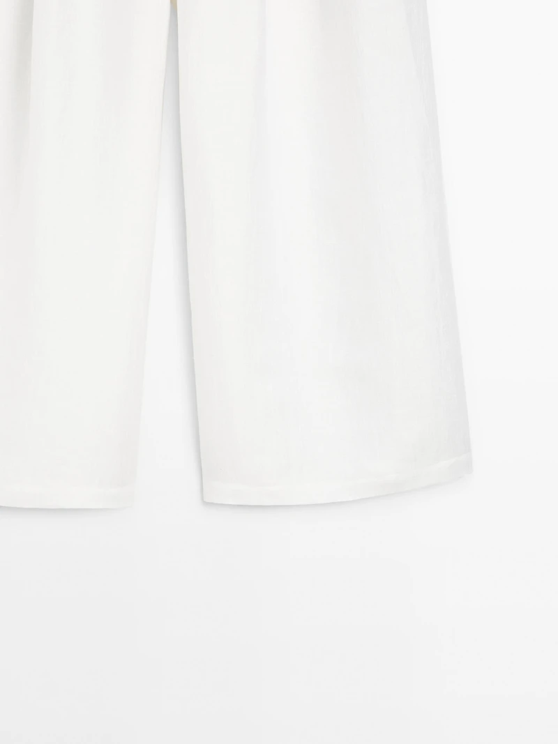 Pantalon large volume en lin mélangé