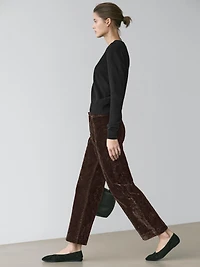 Jean flare taille haute effet velours