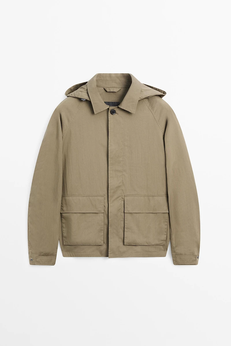 Cotton blend parka with pockets