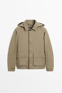 Cotton blend parka with pockets