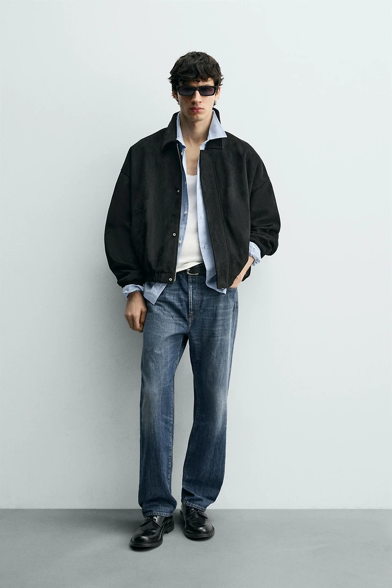 FAUX SUEDE RELAXED FIT JACKET