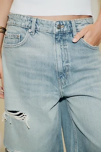 BERMUDA-SHORT BAGGY EN JEAN TRF DÉCHIRÉ