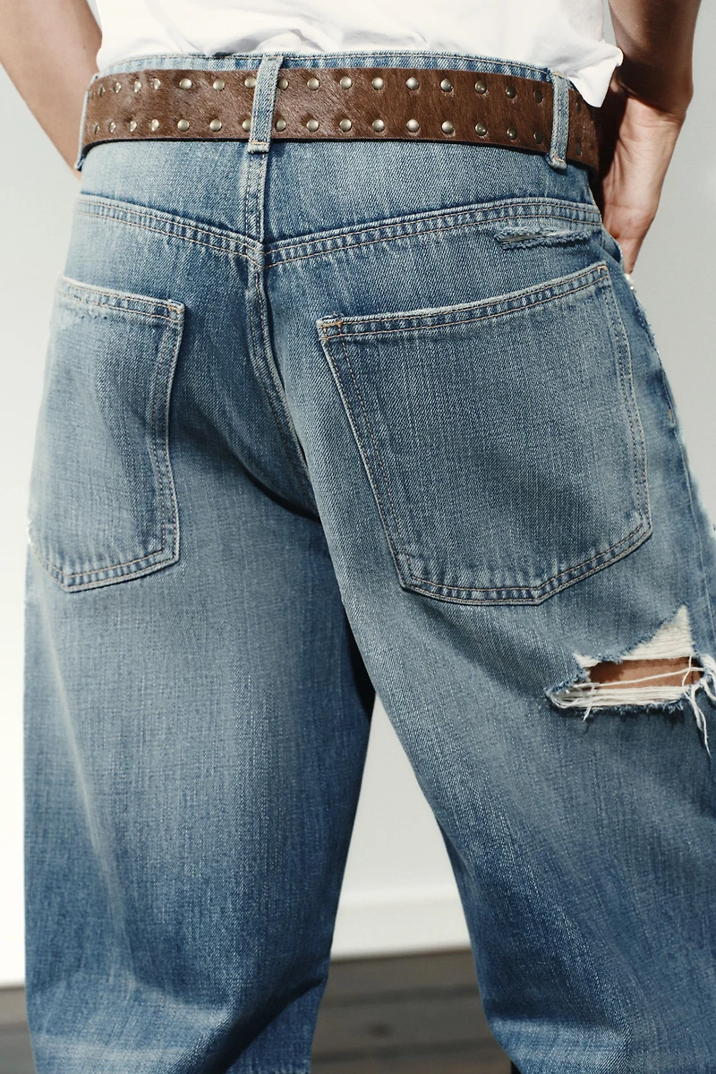 TRF MID-RISE BAGGY BALLOON JEANS