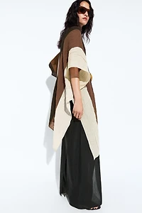 Textured tricolor linen blend kaftan