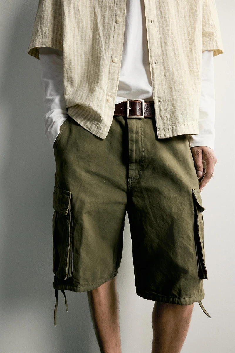 RELAXED FIT CARGO BERMUDA SHORTS