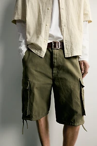 RELAXED FIT CARGO BERMUDA SHORTS