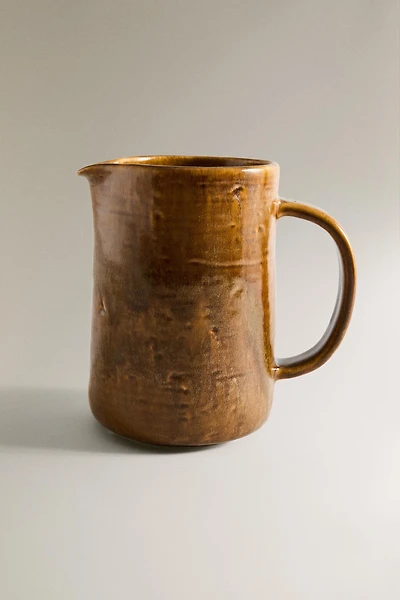 BROWN STONEWARE PITCHER