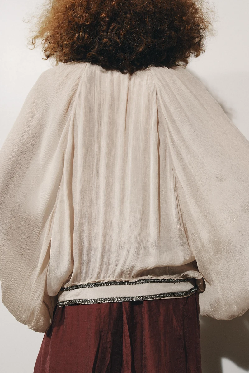 BEADED SASH BLOUSE ZW COLLECTION