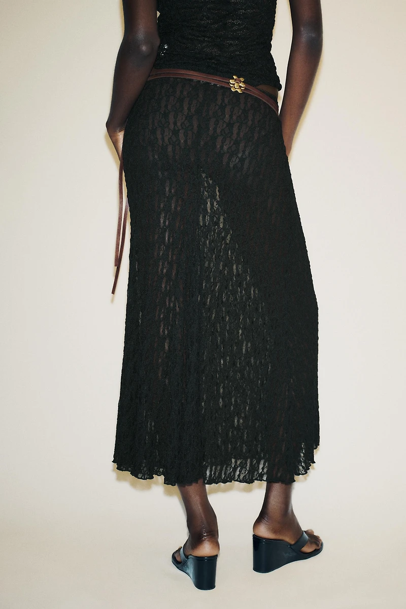 A-LINE LONG LACE SKIRT