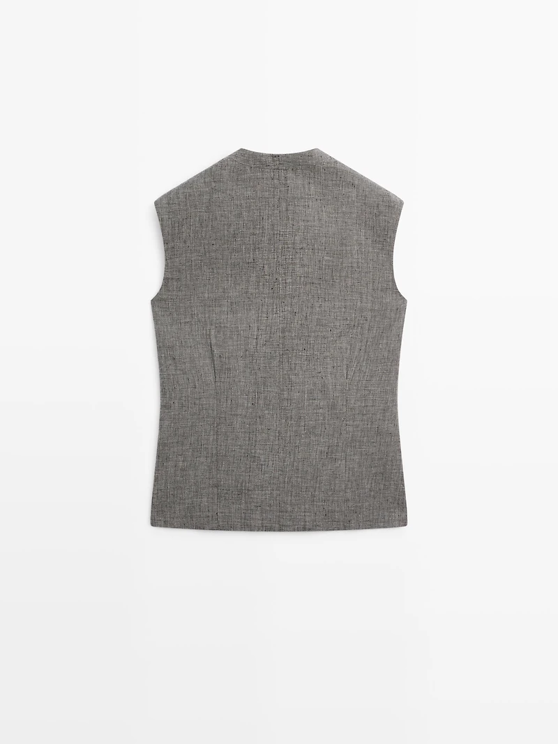 Linen waistcoat with structured shoulders