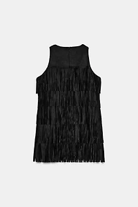 ROBE EFFET DAIM À FRANGES ET CLOUS
