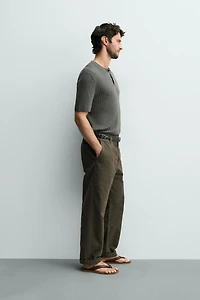 RIB KNIT HENLEY T-SHIRT