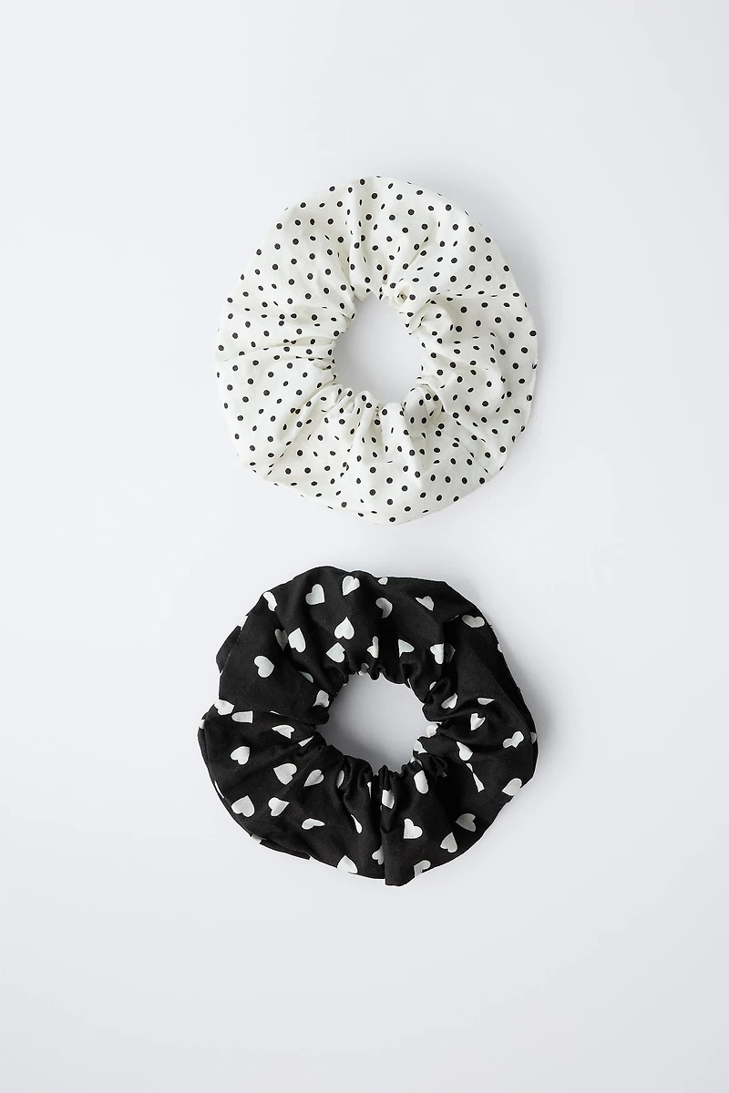 TWO-PACK OF POLKA DOT AND HEART HAIR TIES