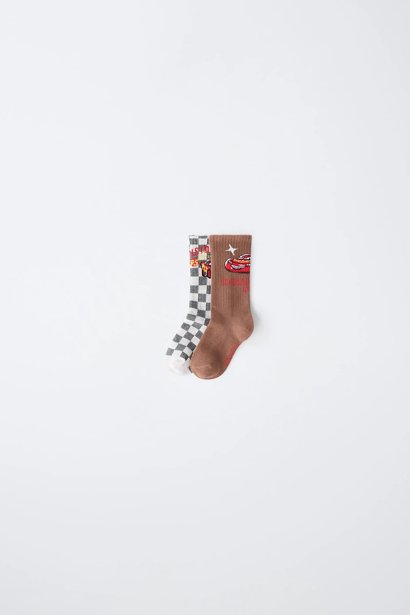 LOT DE DEUX PAIRES CHAUSSETTES MI-MOLLET CARS FLASH MCQUEEN © DISNEY/PIXAR