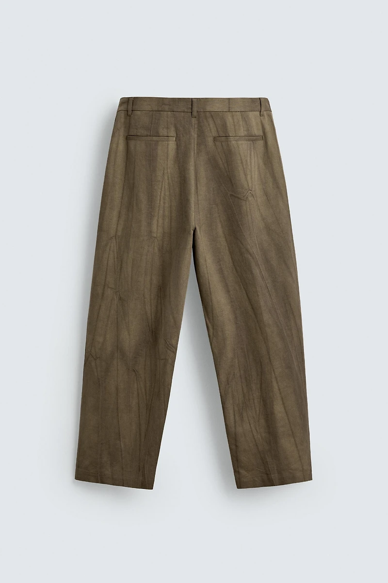 TIE-DYE PRINT PLEATED PANTS