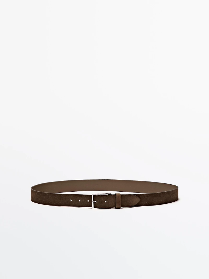 Plush nappa leather belt with nickel buckle
