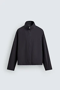 RELAXED FIT PLAID ZIP SHIRT