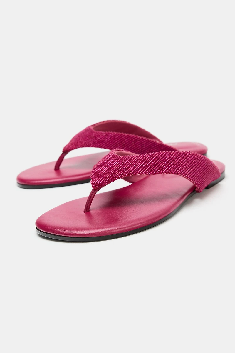 BEADED FLAT SANDALS