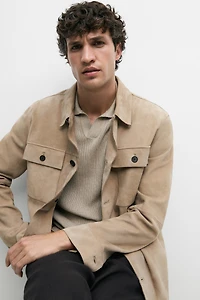 Suede leather overshirt