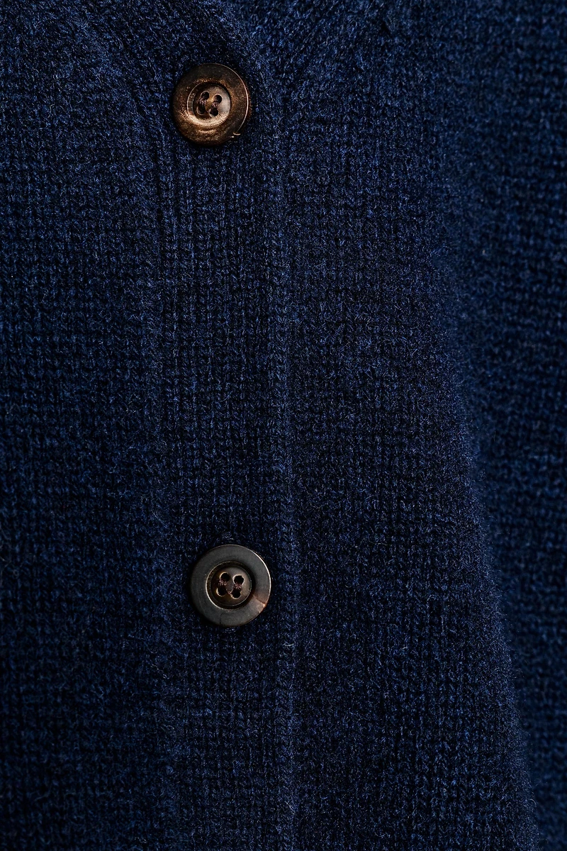100% WOOL PUFF SLEEVE CARDIGAN