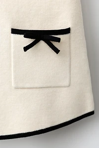 CONTRAST BOW KNIT DRESS